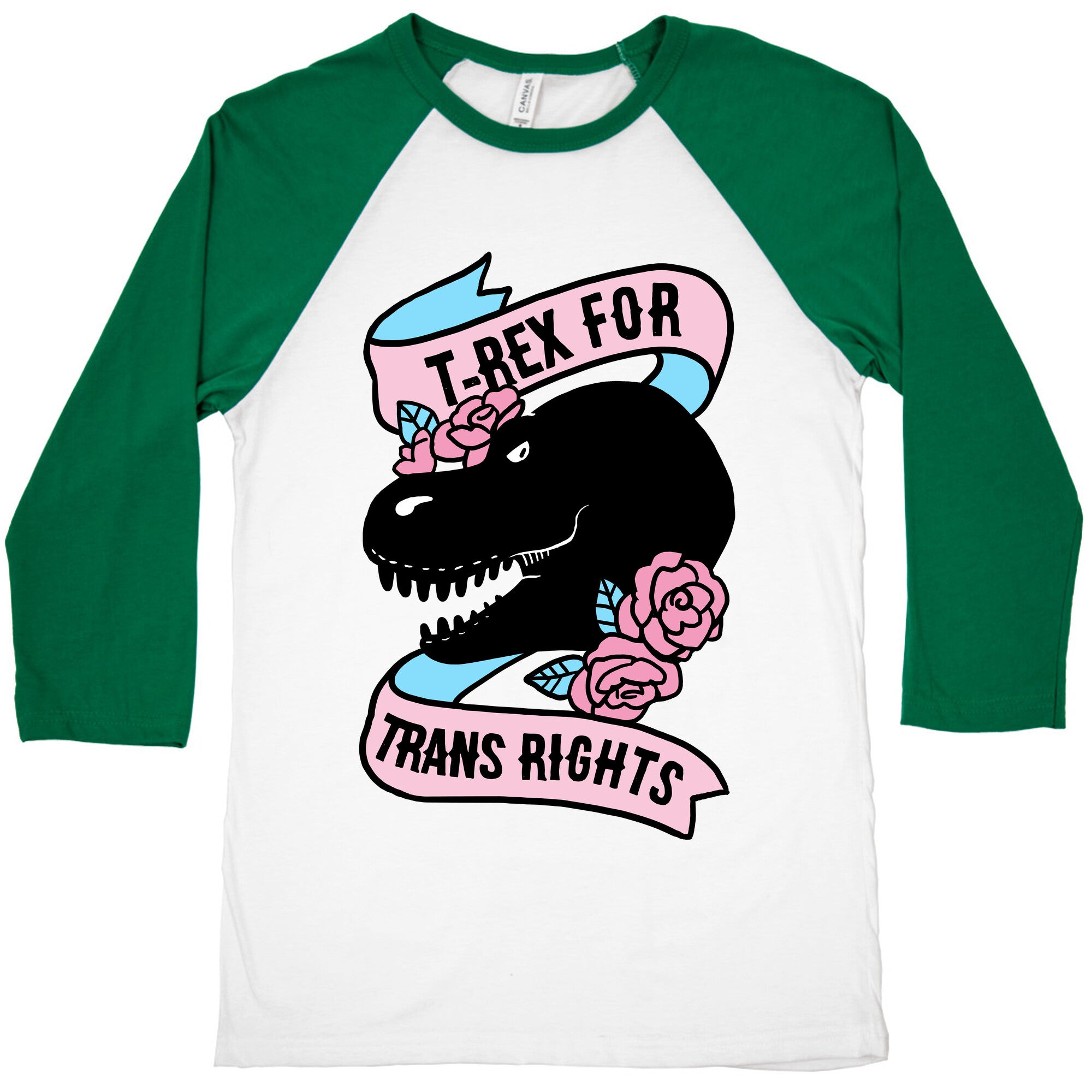 T-Rex For Trans Rights Baseball Tee